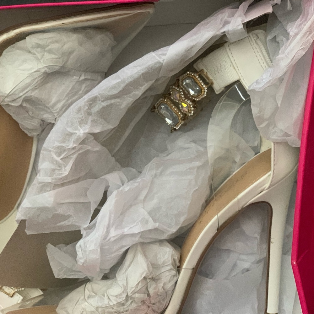 White transparent stilettos